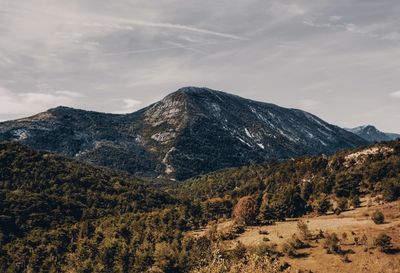 Scenic view of mountains against sky