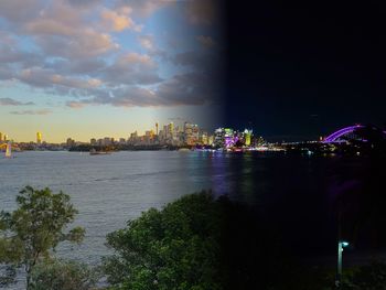 View of illuminated city at night