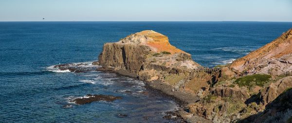 Scenic view of sea against clear sky