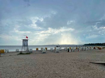 Scenic view of beach against sky