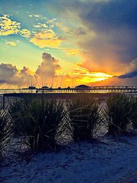 Scenic view of sea at sunset