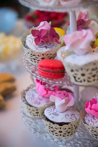 Close-up of cupcakes on table