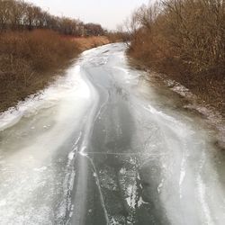 Scenic view of river flowing during winter