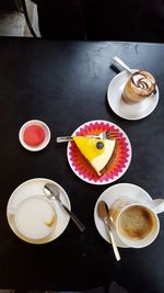 High angle view of coffee on table