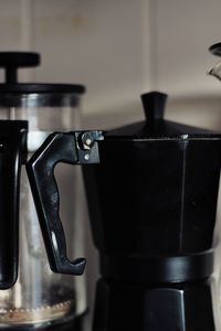 Close-up of coffee maker in kitchen at home