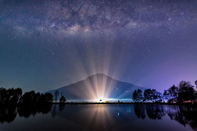 Mountain under the stars of the milky way at night