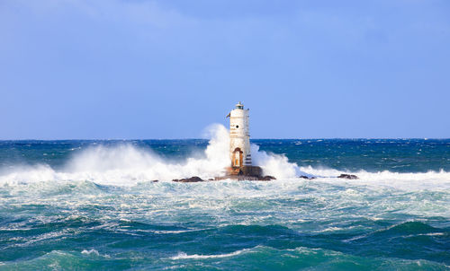 Scenic view of sea against clear sky