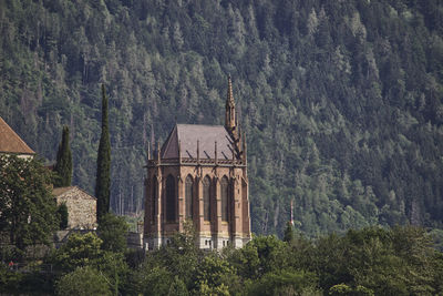 View of a building with trees in the background