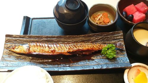 Close-up of food on table