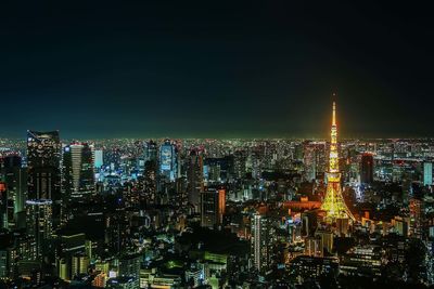 Illuminated city at night