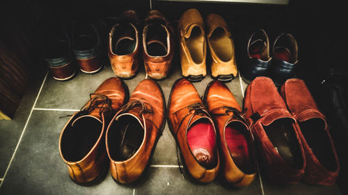 High angle view of shoes