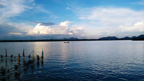 Scenic view of lake against sky