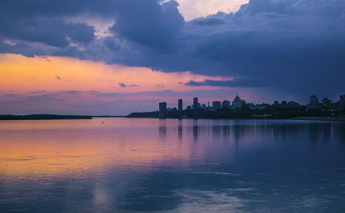 Scenic view of sea against sky during sunset