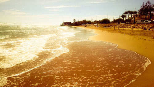 Scenic view of beach against sky