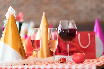 Close-up of drinks on table