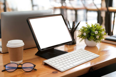 Close-up of computer on table