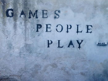 Close-up of text on wall