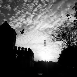 Low angle view of silhouette trees against sky at sunset