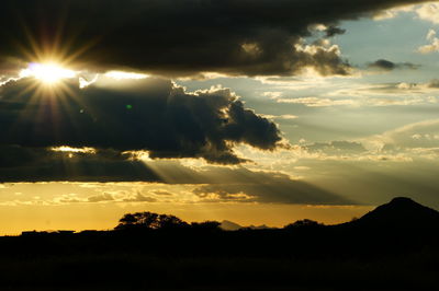 Scenic view of landscape against sky during sunset