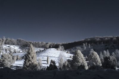 Built structure against clear sky during winter