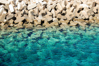 Rocks in swimming pool