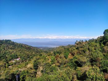 Scenic view of landscape against blue sky
