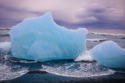 Scenic view of sea against sky during winter