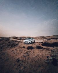 View of car on beach