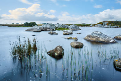 Scenic view of lake against sky