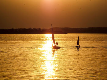 Scenic view of sunset over sea