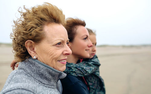 Close-up of family at beach