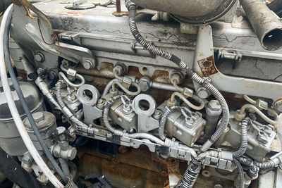 High angle view of machine part