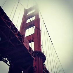 Low angle view of suspension bridge