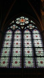 Low angle view of window in temple