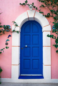 Closed door of building