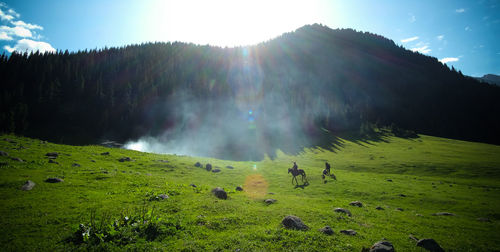 Panoramic view of mountains against sky