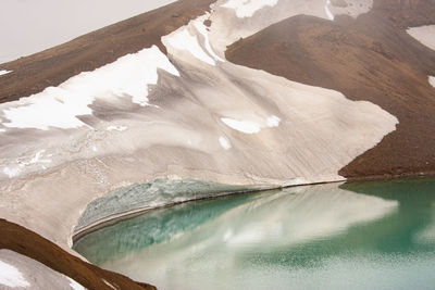 Aerial view of snow covered mountain