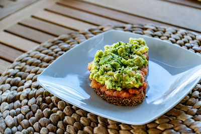 Close-up of food in plate on table