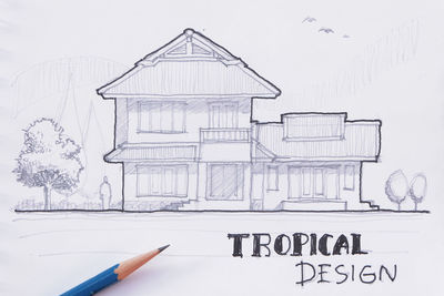 My artwork sketch drawing tropical house design