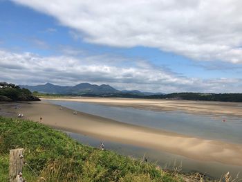 Scenic view of beach against sky