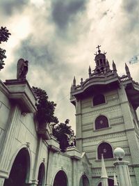 Low angle view of temple against sky