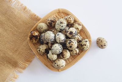 High angle view of food on white background