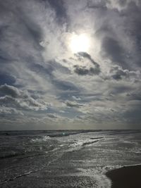 Scenic view of sea and cloudy sky