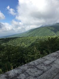 Scenic view of landscape against cloudy sky