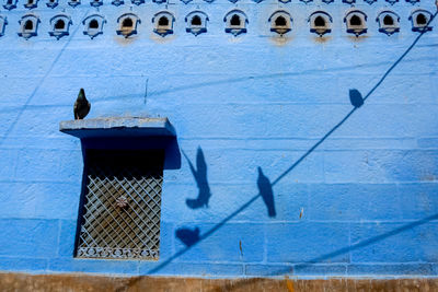 Full frame of blue wall