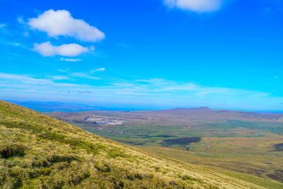 Scenic view of landscape against blue sky