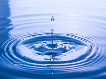 Close-up of drop falling in water