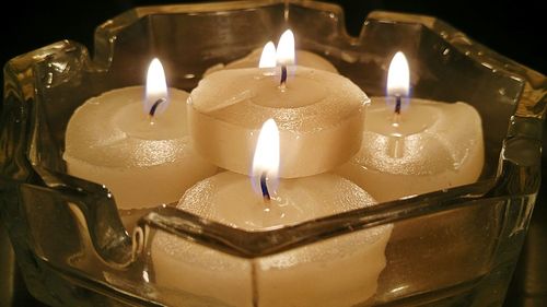 Close-up of lit candles