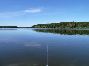 Scenic view of lake against blue sky