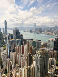 Aerial view of cityscape against sky